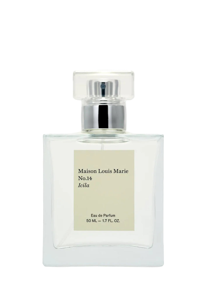 Perfume bottle with a silver cap on a white background