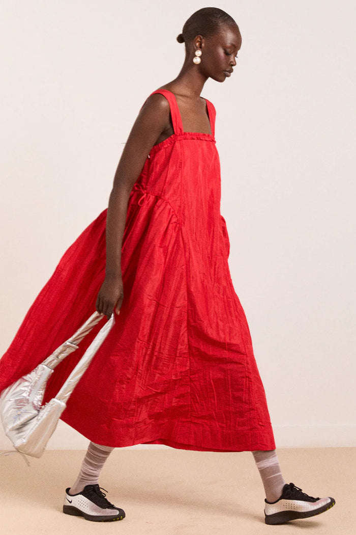Elina Midi Dress (Red Tafetta)