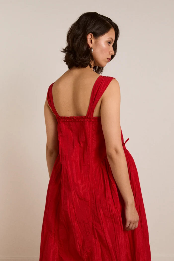 Elina Midi Dress (Red Tafetta)