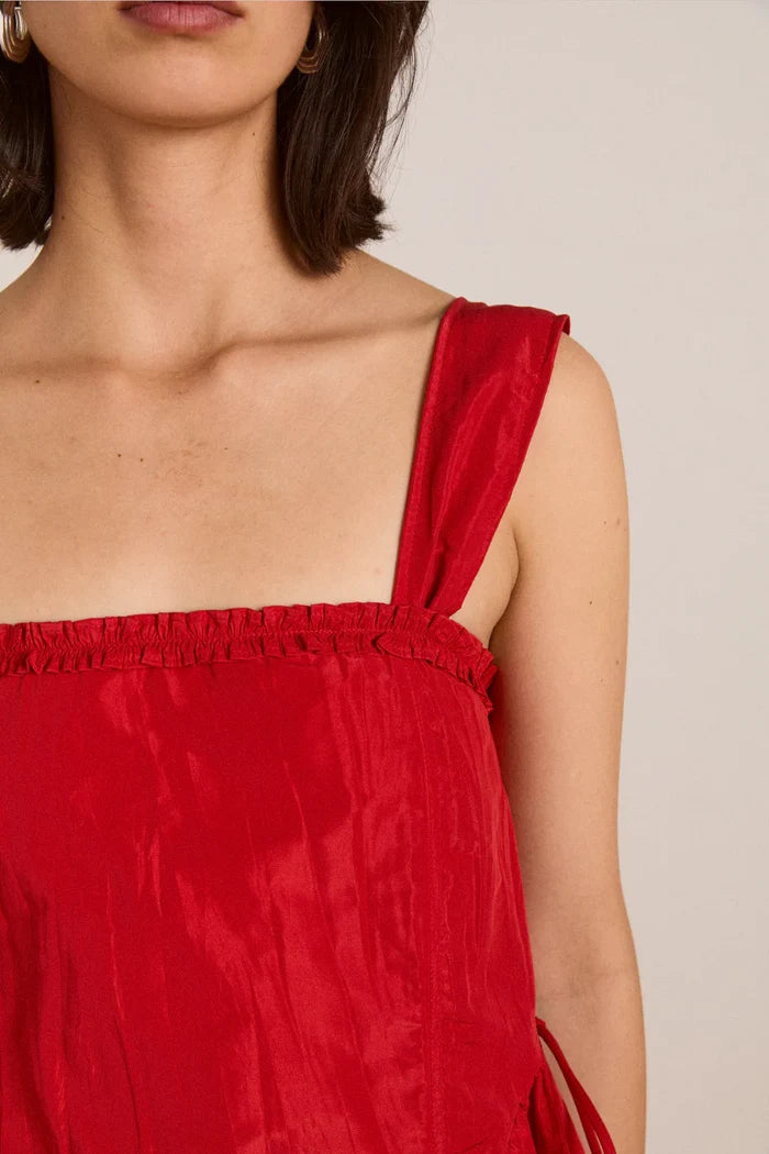 Elina Midi Dress (Red Tafetta)