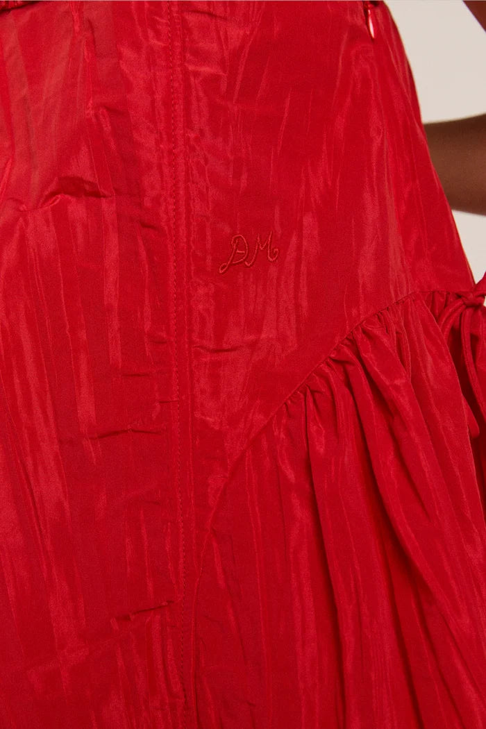 Elina Midi Dress (Red Tafetta)