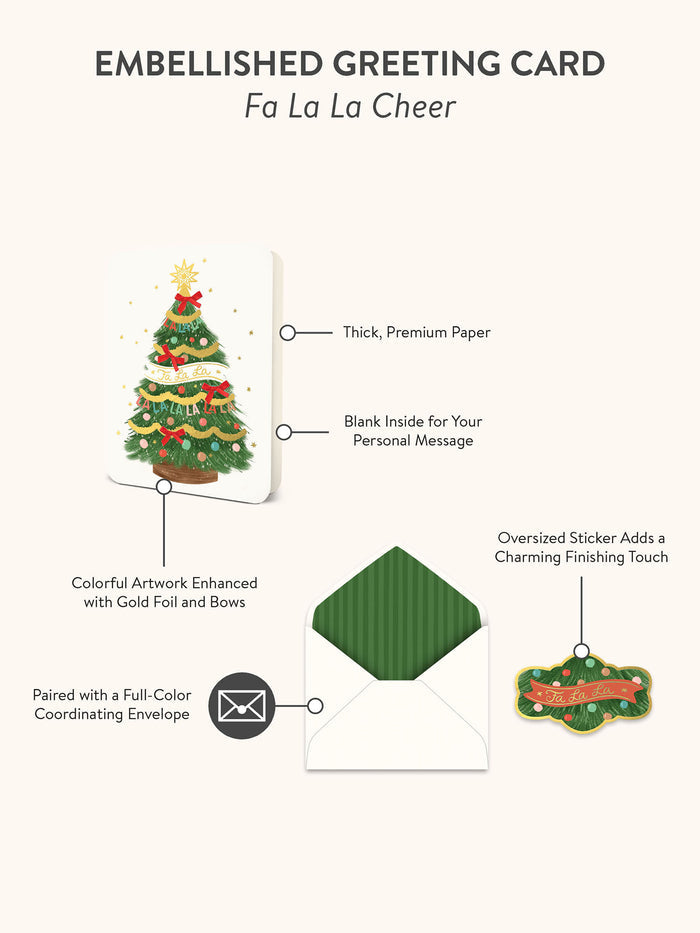 Fa La La Cheer  Deluxe Greeting Card