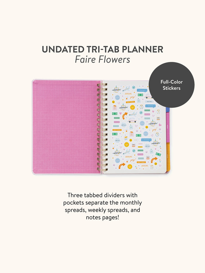 Faire Flowers Undated Tri-Tab Planner