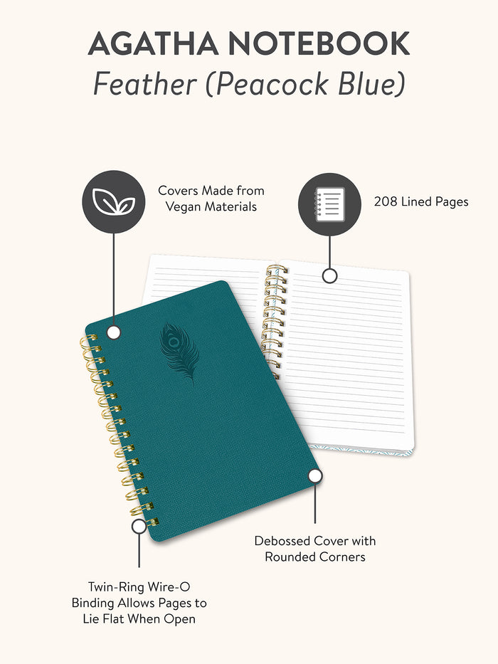 Feather (Peacock Blue) Agatha Notebook