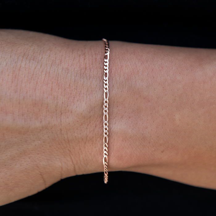 Figaro Bracelet in Rose Gold- 2mm