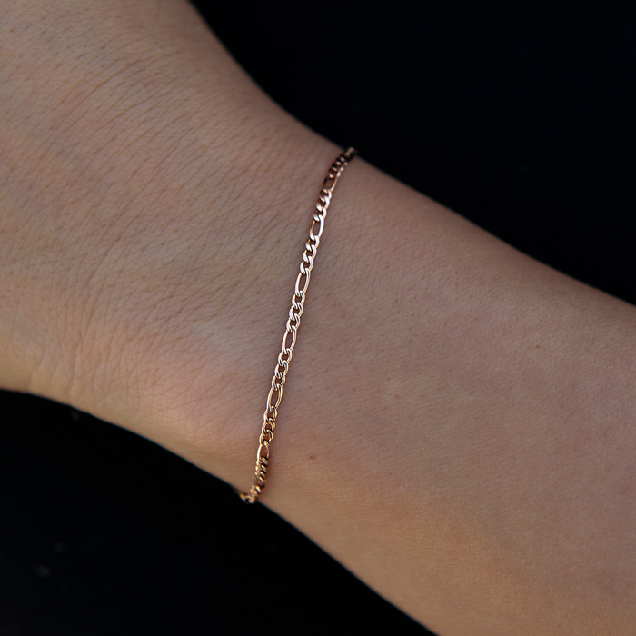 Figaro Bracelet in Rose Gold- 2mm