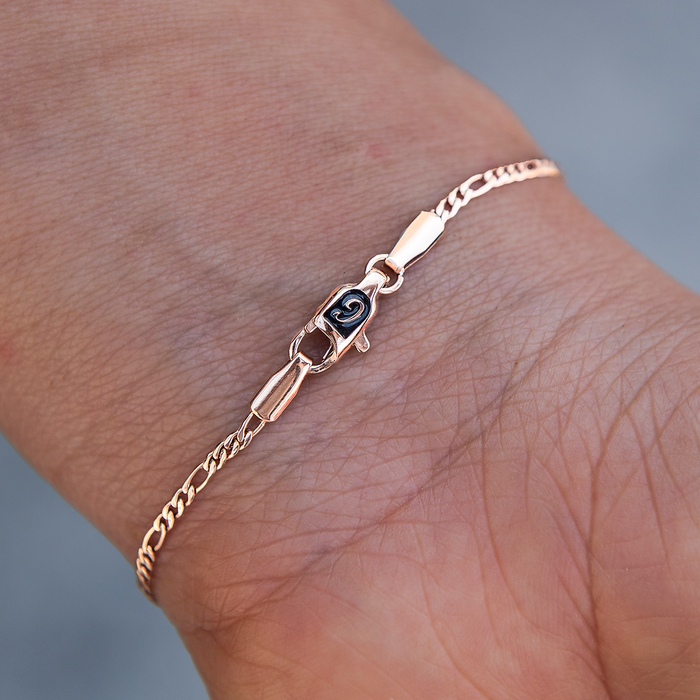 Figaro Bracelet in Rose Gold- 2mm
