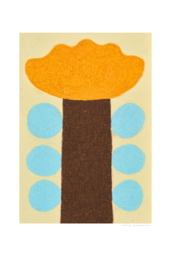 Drawing of a chunky colorful flower on a white background