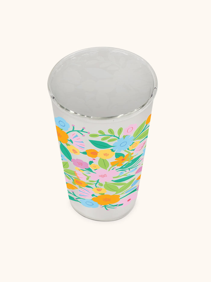 Floral Rush Glass Coffee Tumbler