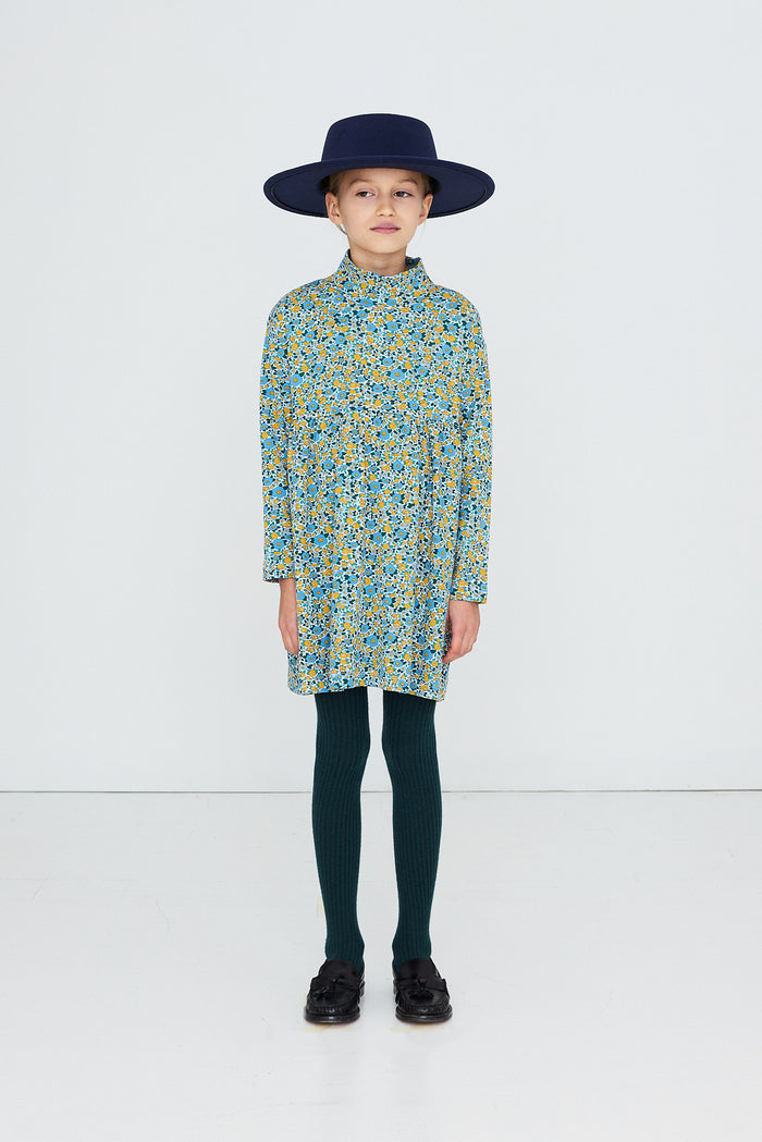 Flowers Rib Mockneck Dress (Kids)