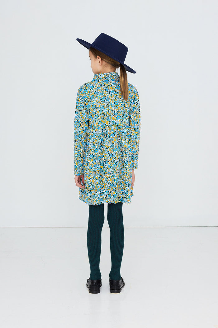 Flowers Rib Mockneck Dress (Kids)