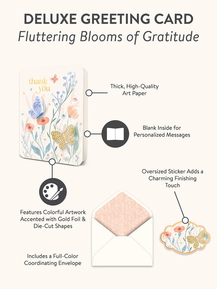 Fluttering Blooms of Gratitude Deluxe Greeting Cards