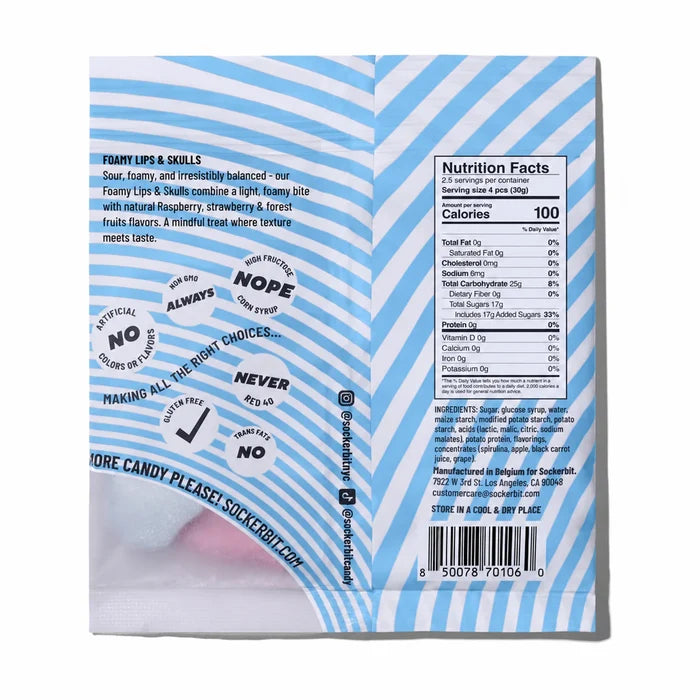 Foamy Lips & Skulls Swedish Candy Bag (2.8oz)