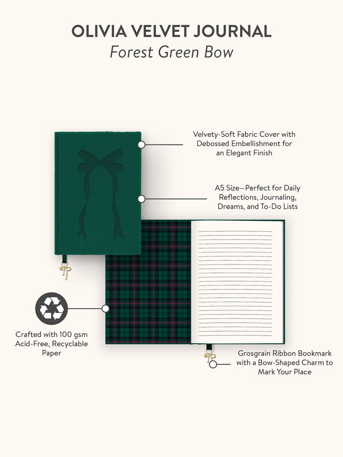 Forest Green Bow Olivia Journal