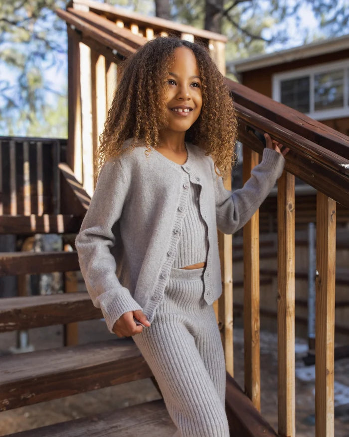 Fuzzy Knit Lounge Set (Dusty Blue)