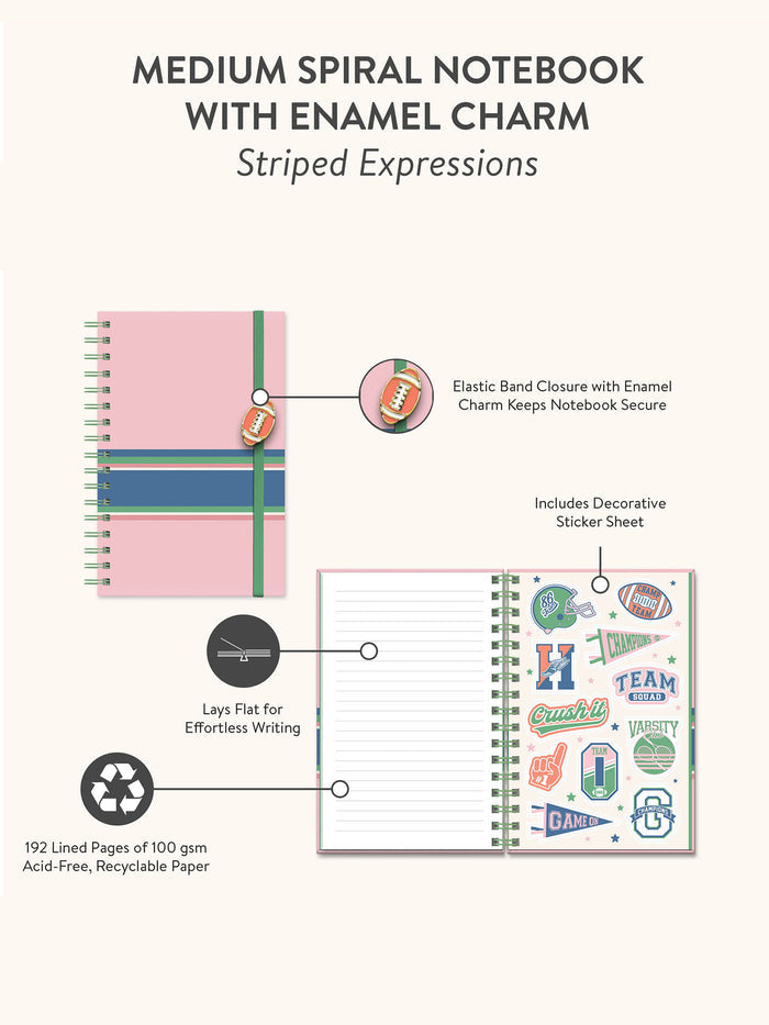 Game Day Medium Spiral Notebook with Enamel Charm