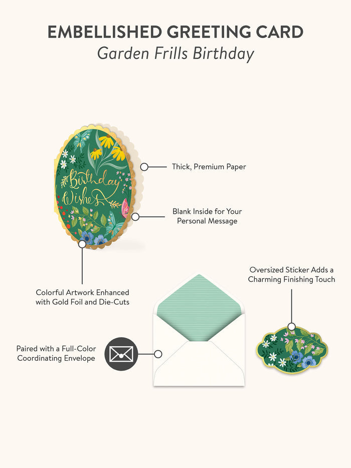 Garden Frills Birthday Deluxe Greeting Card