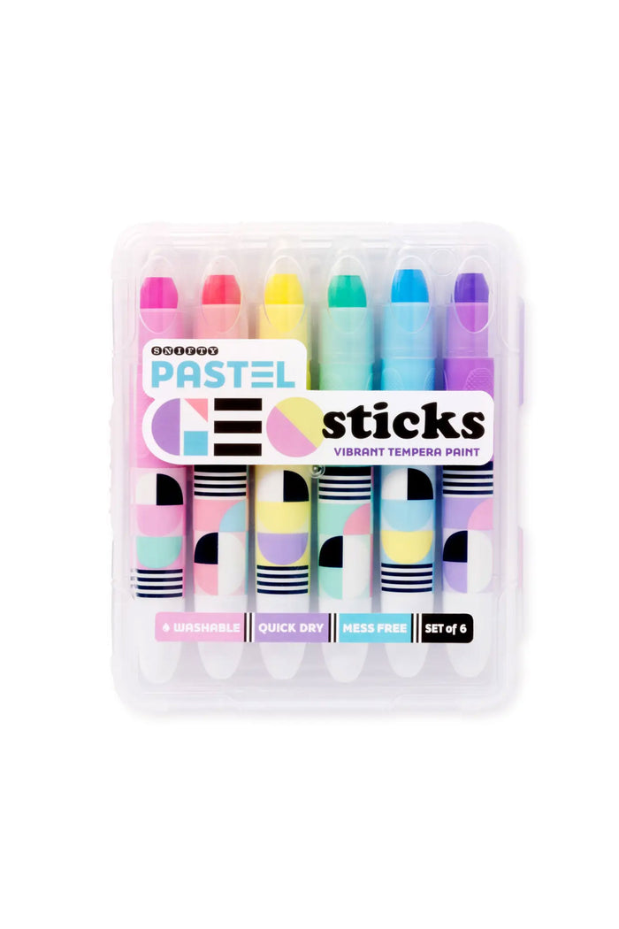 Pack of pastel-colored paint sticks with packaging on a white background