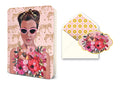 Girl with Bouquet Deluxe Greeting Card