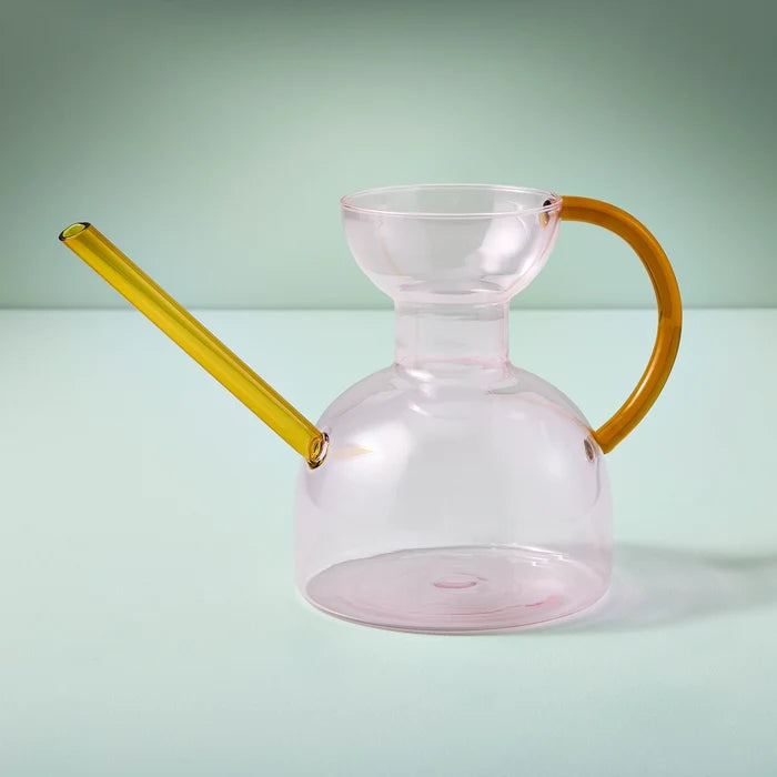 Glass Watering Can (Pink & Yellow)