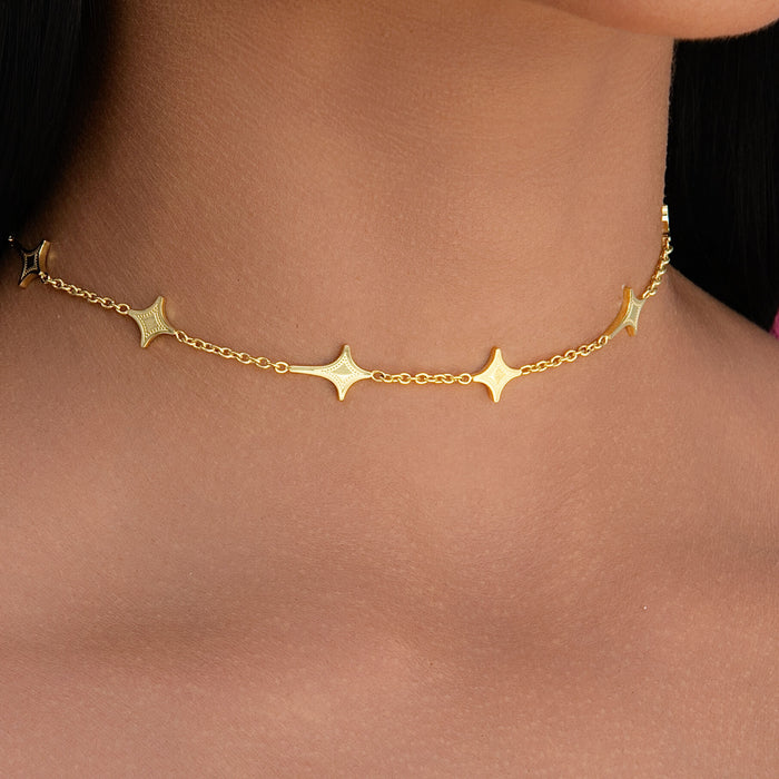 GLD Star Adjustable Chain Necklace in Yellow Gold