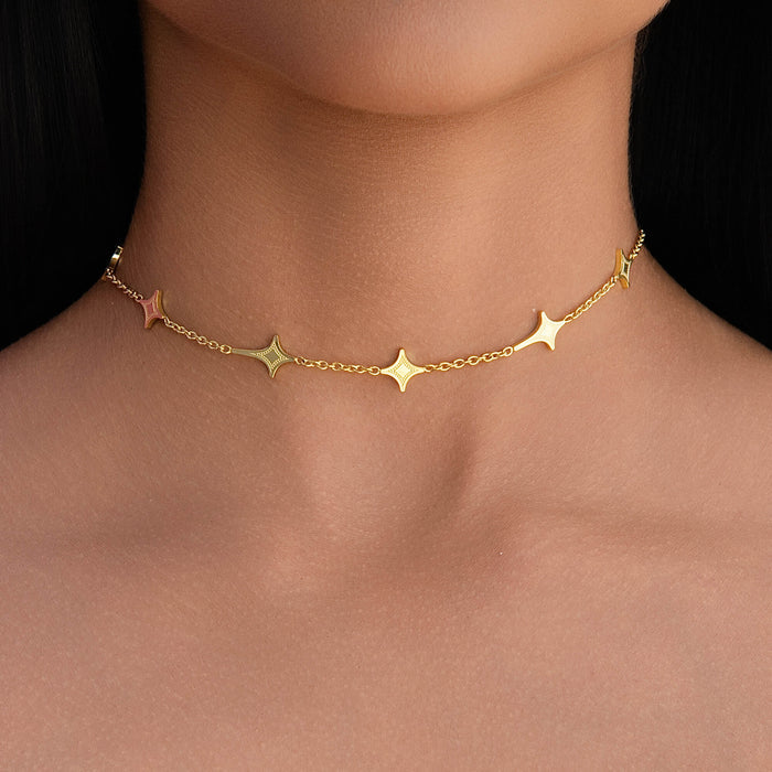 GLD Star Adjustable Chain Necklace in Yellow Gold