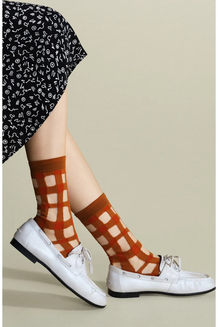 Googly Gingham Short Crew (Ochre)