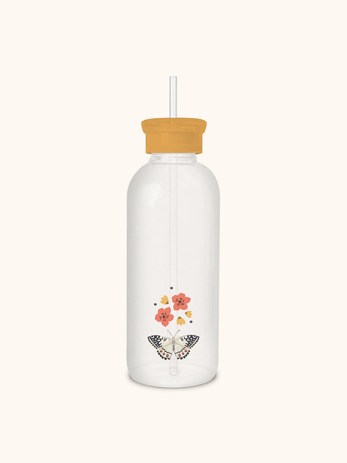 Grow Evolve Transform Glass Water Bottle with Straw