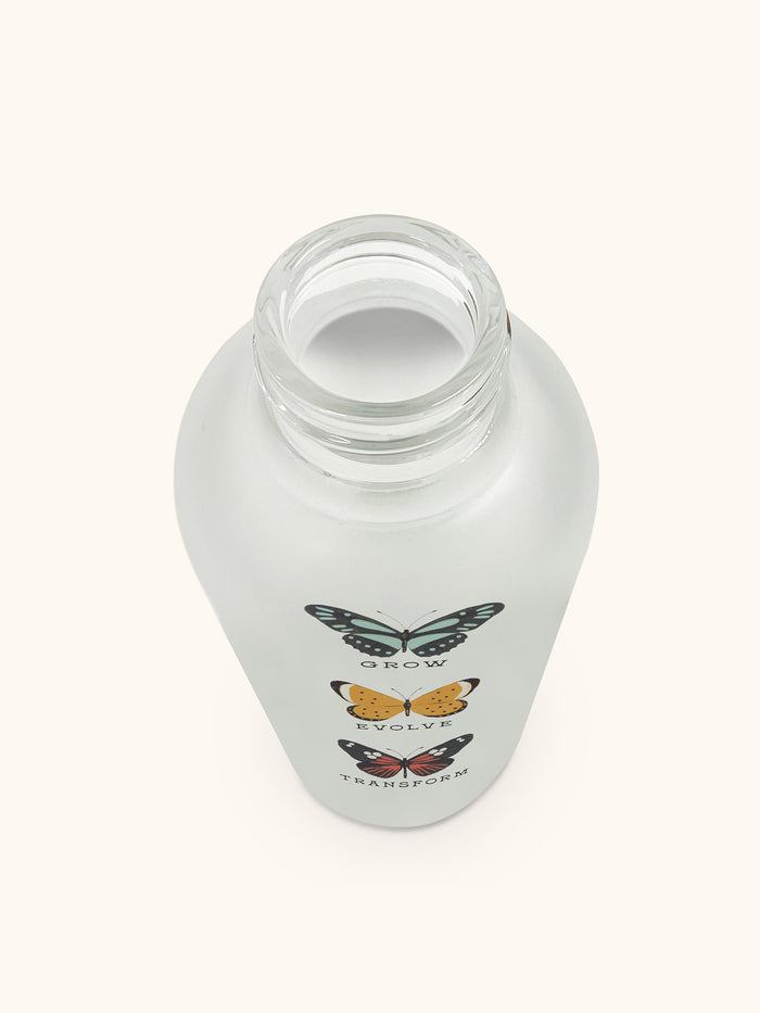 Grow Evolve Transform Glass Water Bottle with Straw