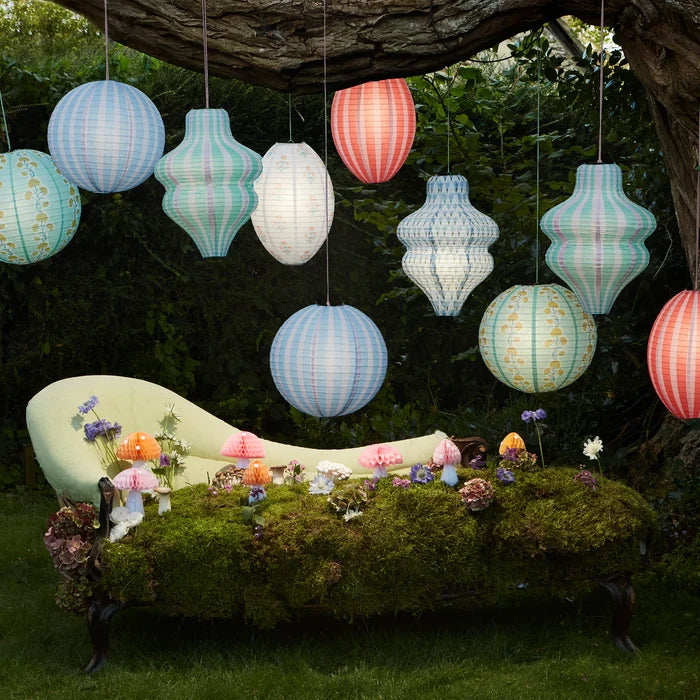 Hanging Paper Stripy Lantern Decoration x 3