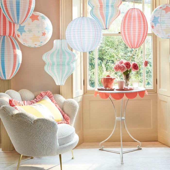 Hanging Paper Stripy Lantern Decoration x 3