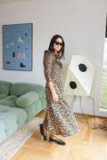Harper Shirred Midi Dress (Leopard)