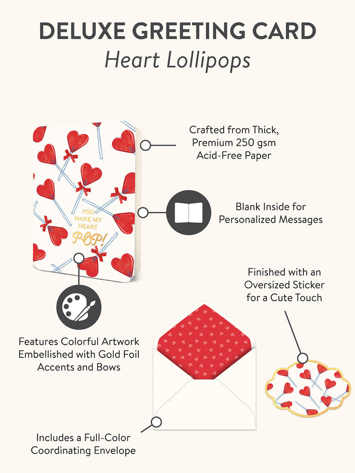 Heart Lollipops Deluxe Greeting Card