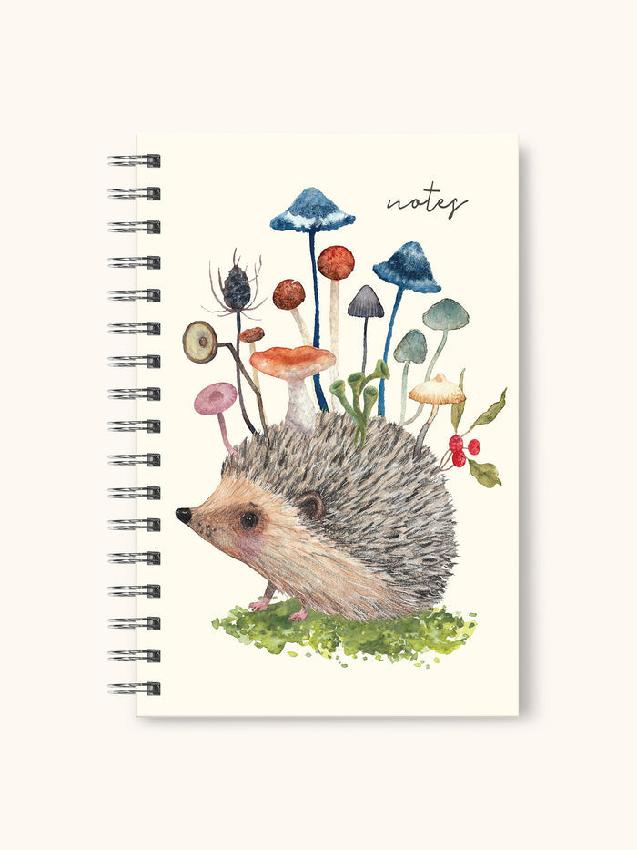 Hedgehog with Mushrooms Medium Spiral Notebook