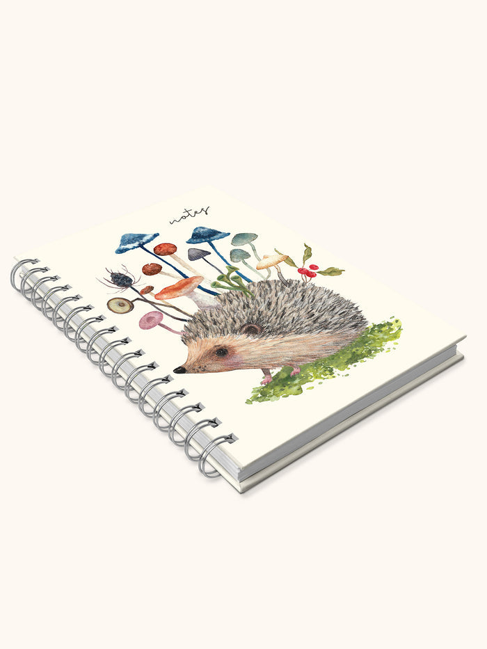 Hedgehog with Mushrooms Medium Spiral Notebook