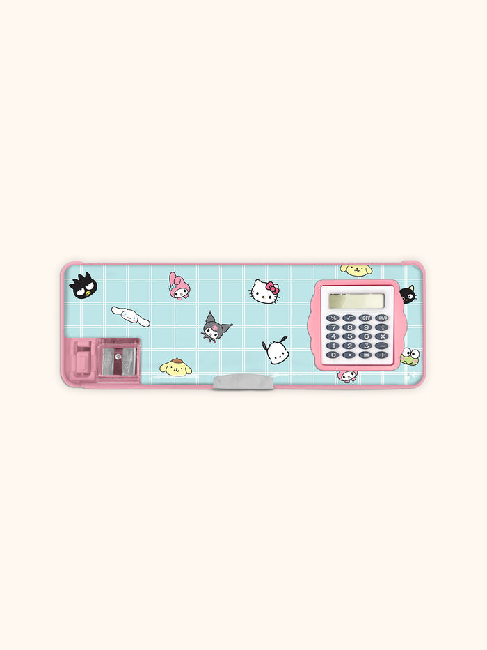 Hello Kitty and Friends Blue Grid Pencil Case