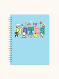 Hello Kitty and Friends College Letters Blue Extra-Large Spiral Notebook with Pocket & Sticker Sheet