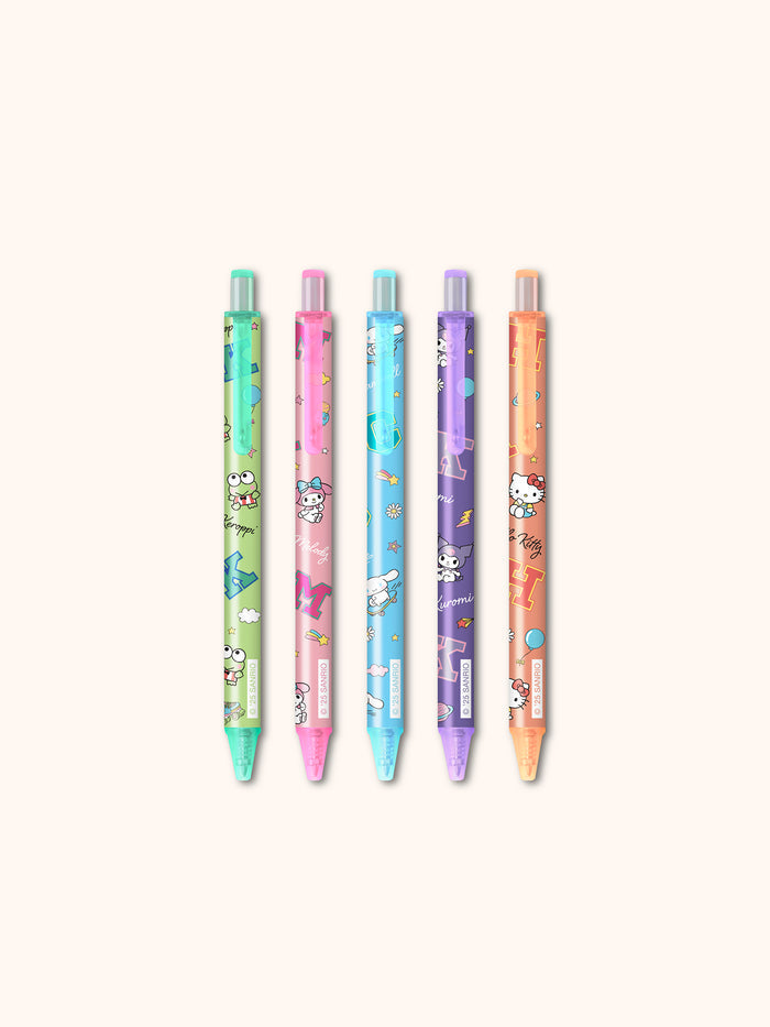 Hello Kitty and Friends College Letters Blue Gel Pen Set