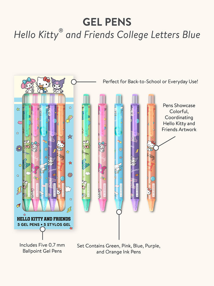 Hello Kitty and Friends College Letters Blue Gel Pen Set