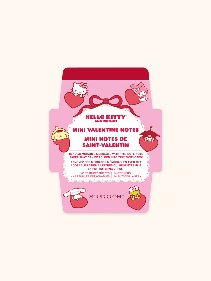 Hello Kitty and Friends Hearts and Ribbons Foldable Note Cards with Stickers