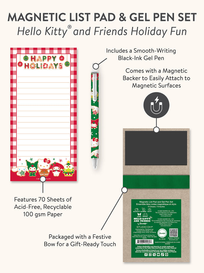 Hello Kitty and Friends Holiday Fun Magnetic List Pad & Gel Pen Set