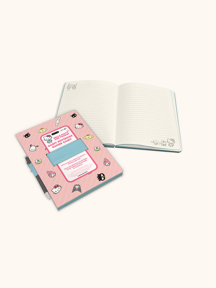 Hello Kitty and Friends Pink Pinstripe Casey Notebook with Phone Loop