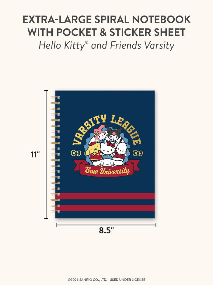 Hello Kitty and Friends Varsity Extra-Large Spiral Notebook with Pocket & Sticker Sheet