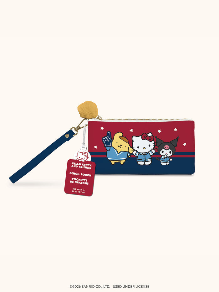 Hello Kitty and Friends Varsity Pencil Pouch with Wrist Strap & Decorative Pull