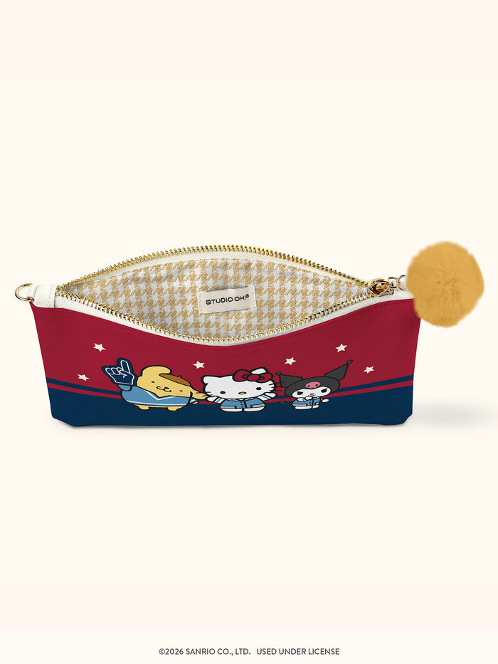 Hello Kitty and Friends Varsity Pencil Pouch with Wrist Strap & Decorative Pull