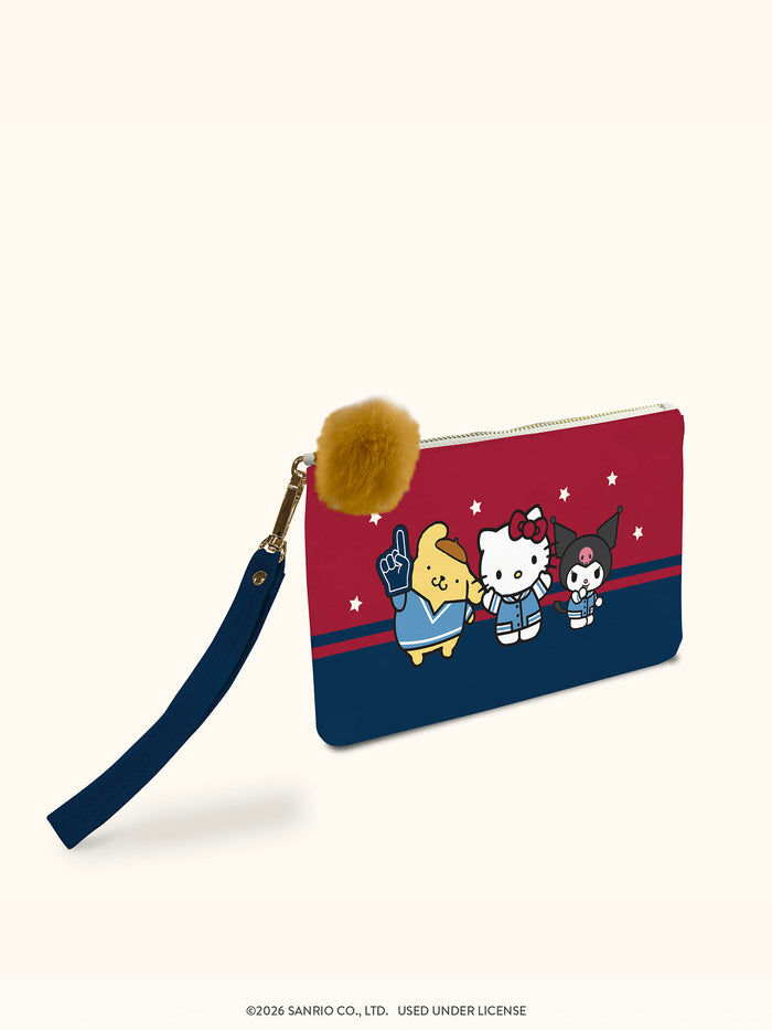Hello Kitty and Friends Varsity Pencil Pouch with Wrist Strap & Decorative Pull
