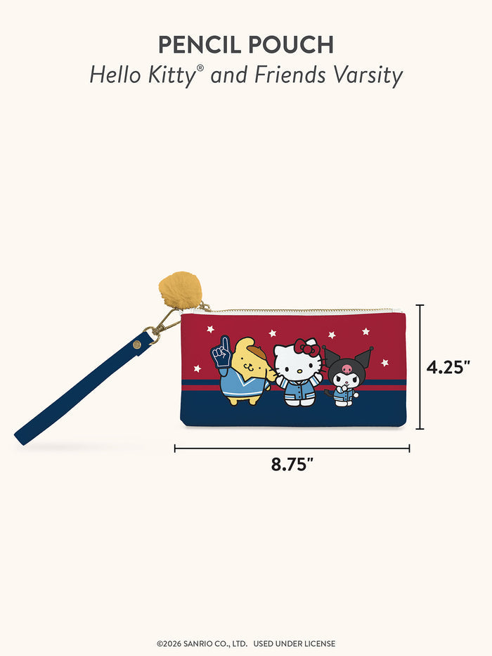 Hello Kitty and Friends Varsity Pencil Pouch with Wrist Strap & Decorative Pull