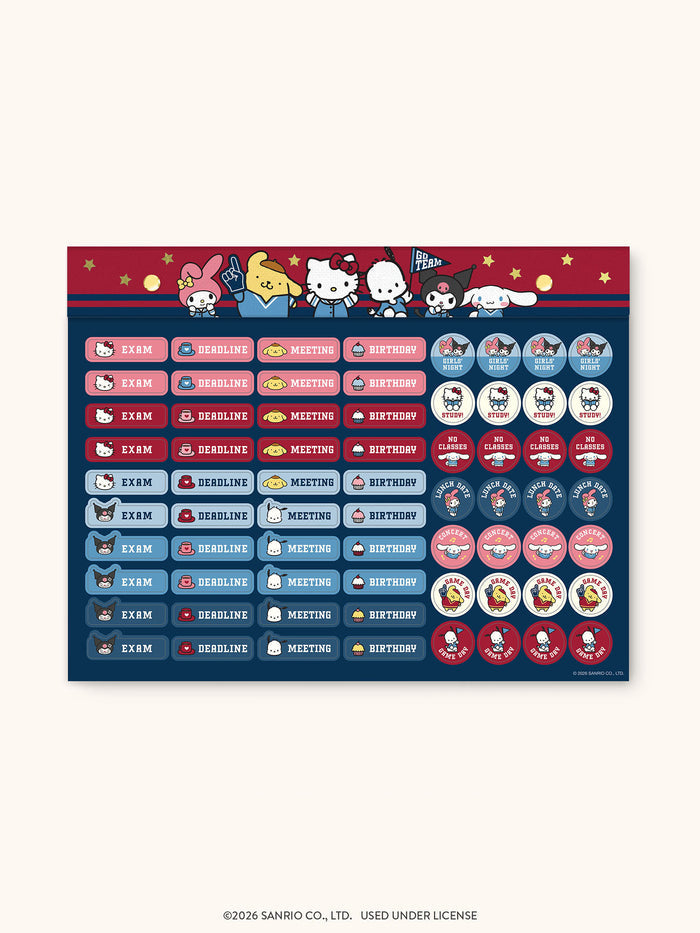 Hello Kitty and Friends Varsity Weekly Desk Pad with Grommets & Stickers