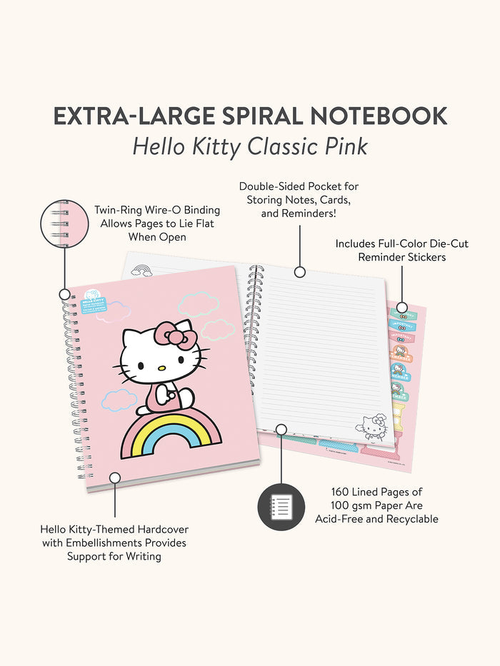 Hello Kitty Classic Pink Extra Large Spiral Notebook
