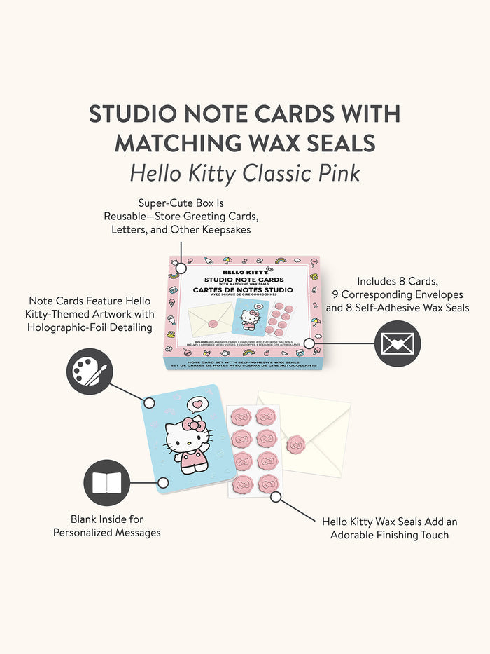 Hello Kitty Classic Pink Studio Note Cards with Wax Seals